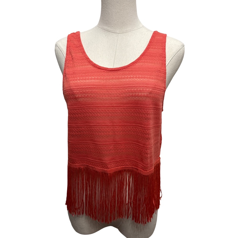 Fringe Hem Sleeveless Top - size Small